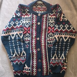 Vintage Hand Knit Alpine Ski Cardigan • Breckenridge Colorado • Nordic Wool